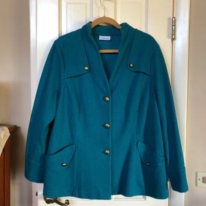 Turquoise Jacket with Gold Buttons - 1X